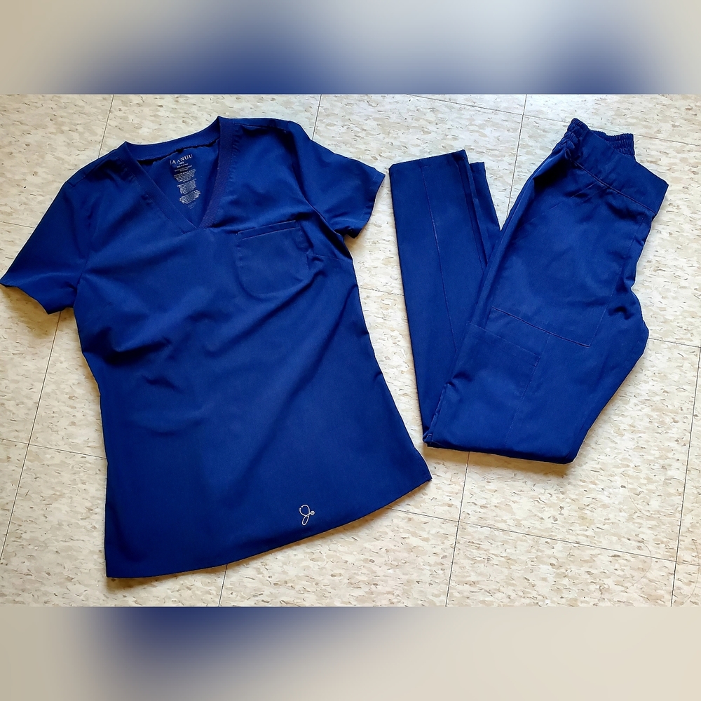 JAANUU STRIDE RIBBED V-NECK TOP & STAT SKINNY CARGO PANTS SET  NAVY  XXS 00